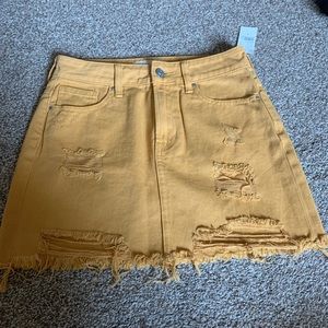 Pacsun Mustard Yellow DistressedJean Skirt NWT